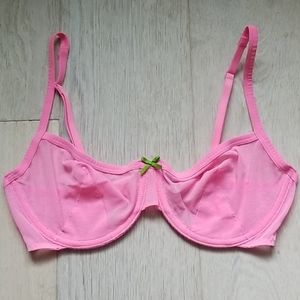 Betsey Johnson hot sheer pink unlined bra, 34C